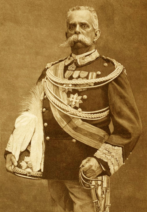 Re Umberto I attraversa l'Adige da Badia a Masi Incisione del 1882 
