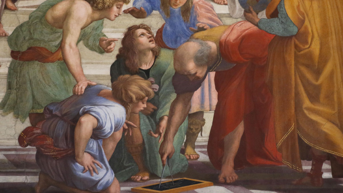 Archimede dipinto da Raffaello - La scuola di Atene